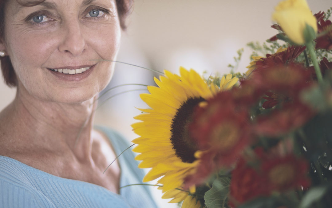 Lady holding flowers