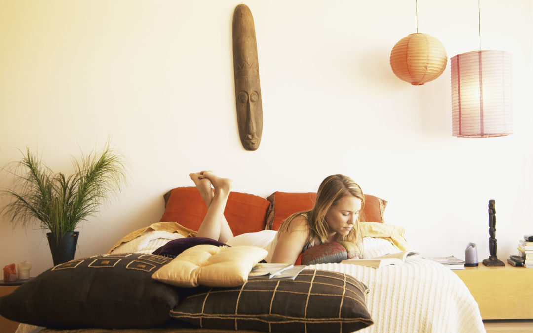 lady reading in bed